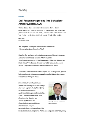 Drei Fondsmanager und ihre Schweizer Aktienfavoriten 2026
